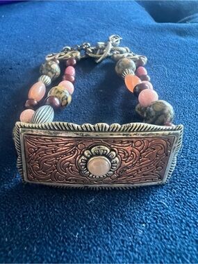 Carolyn Pollack Relios Sterling Silver Copper Multi Stone Beaded Bracelet